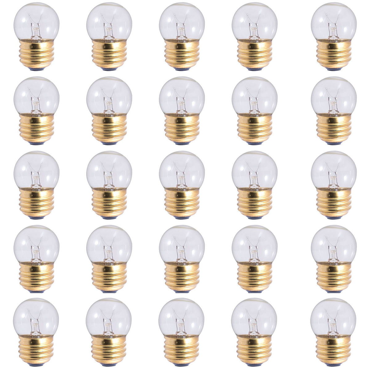 Bulbrite Pack of (25) 7.5 Watt Dimmable S14 Incandescent Light Bulbs with Medium (E26) Base, Clear