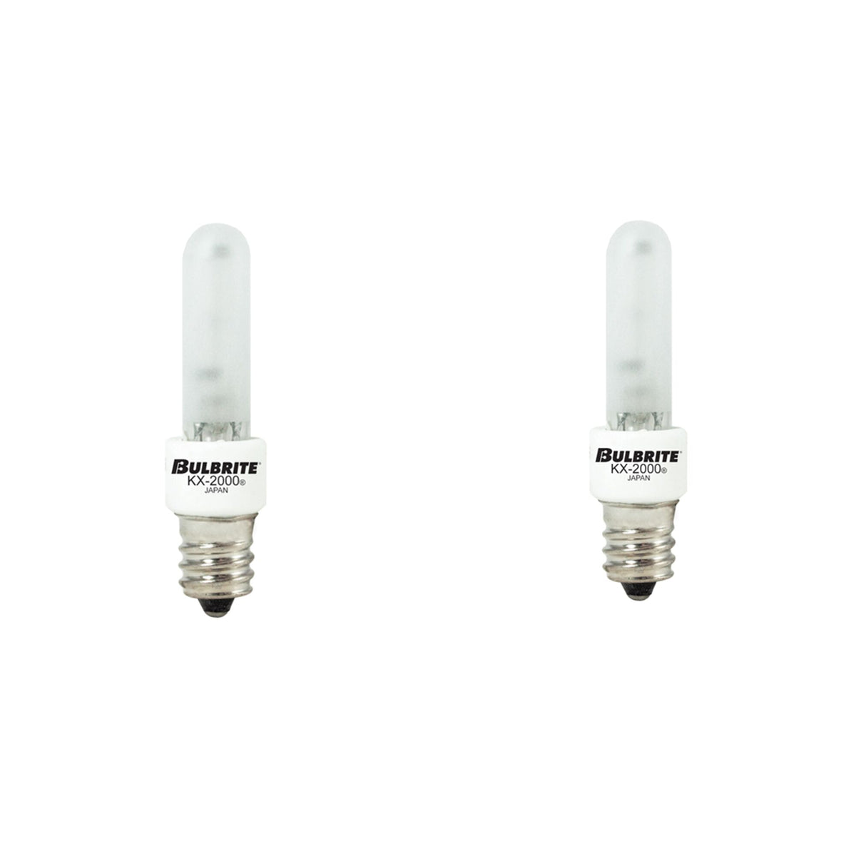 Bulbrite KX-2000 Pack of (2) 120-Volt T3 Light Bulbs with Frost Glass Finish and Mini-Candelabra (E11) Screw Base, 20 Watt, 2700K (Warm White Light)