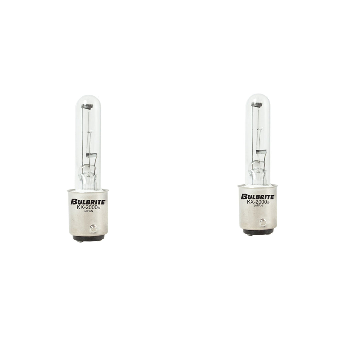 Bulbrite KX-2000 Pack of (2) 120-Volt T3 Light Bulbs with Clear Glass Finish and BA15D Double-Contact Bayonet Base, 20 Watt, 2700K (Warm White Light)