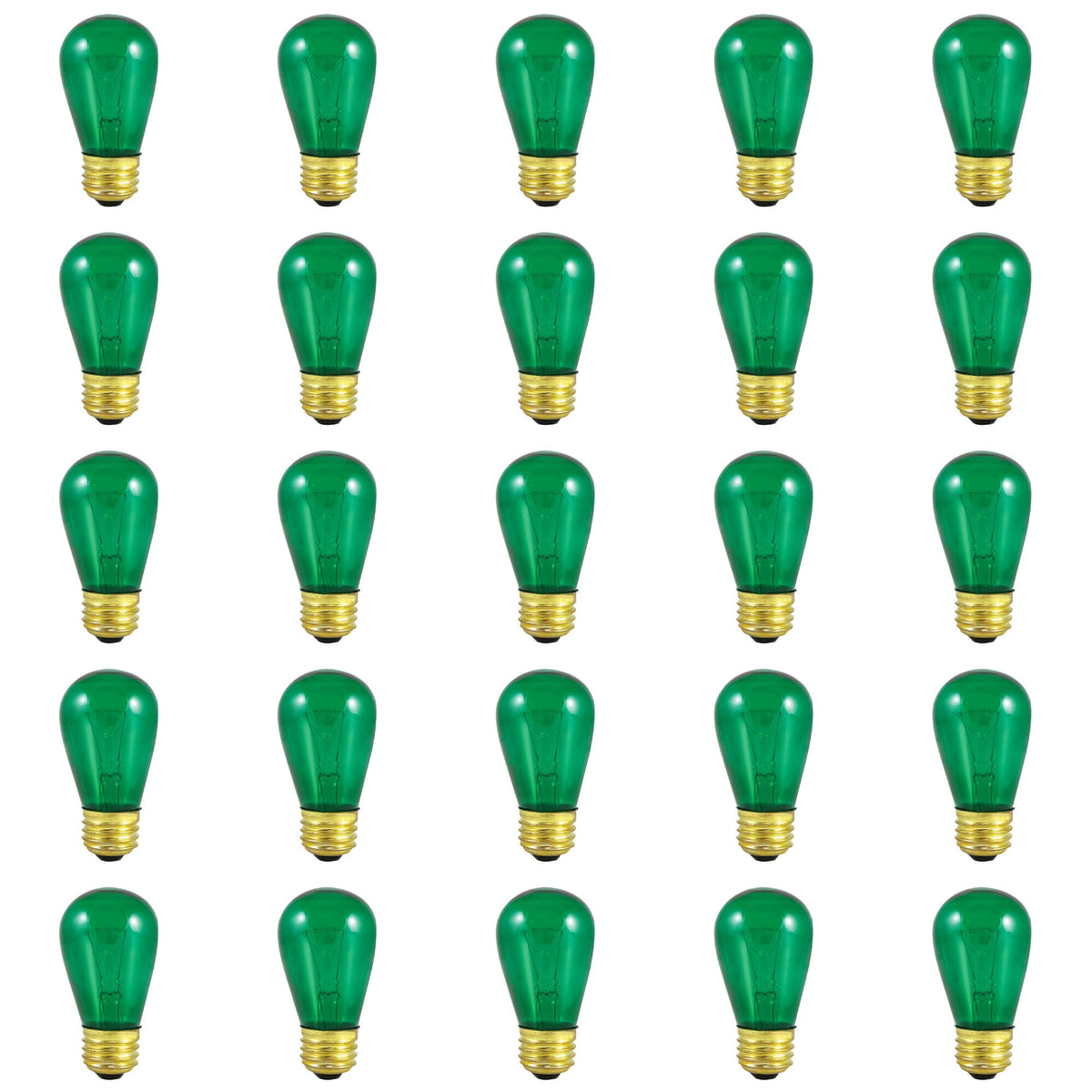 11W S14 SIGN TRANSPARENT GREEN E26 130V-25PK