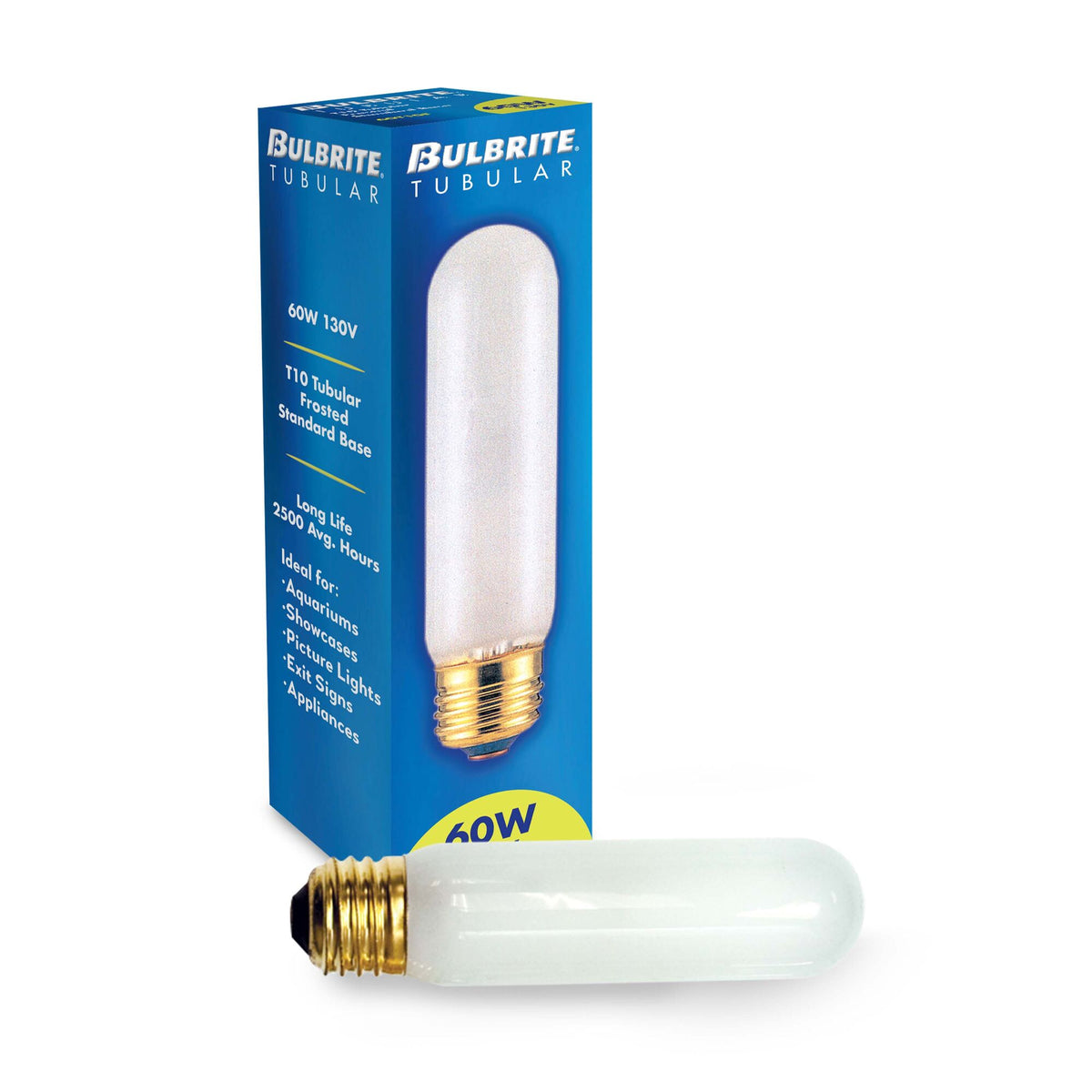 Bulbrite T10 Incandescent Light Bulb, 60W, 2700K, E26 Base, Frost Finish, Dimmable, 25-Pack