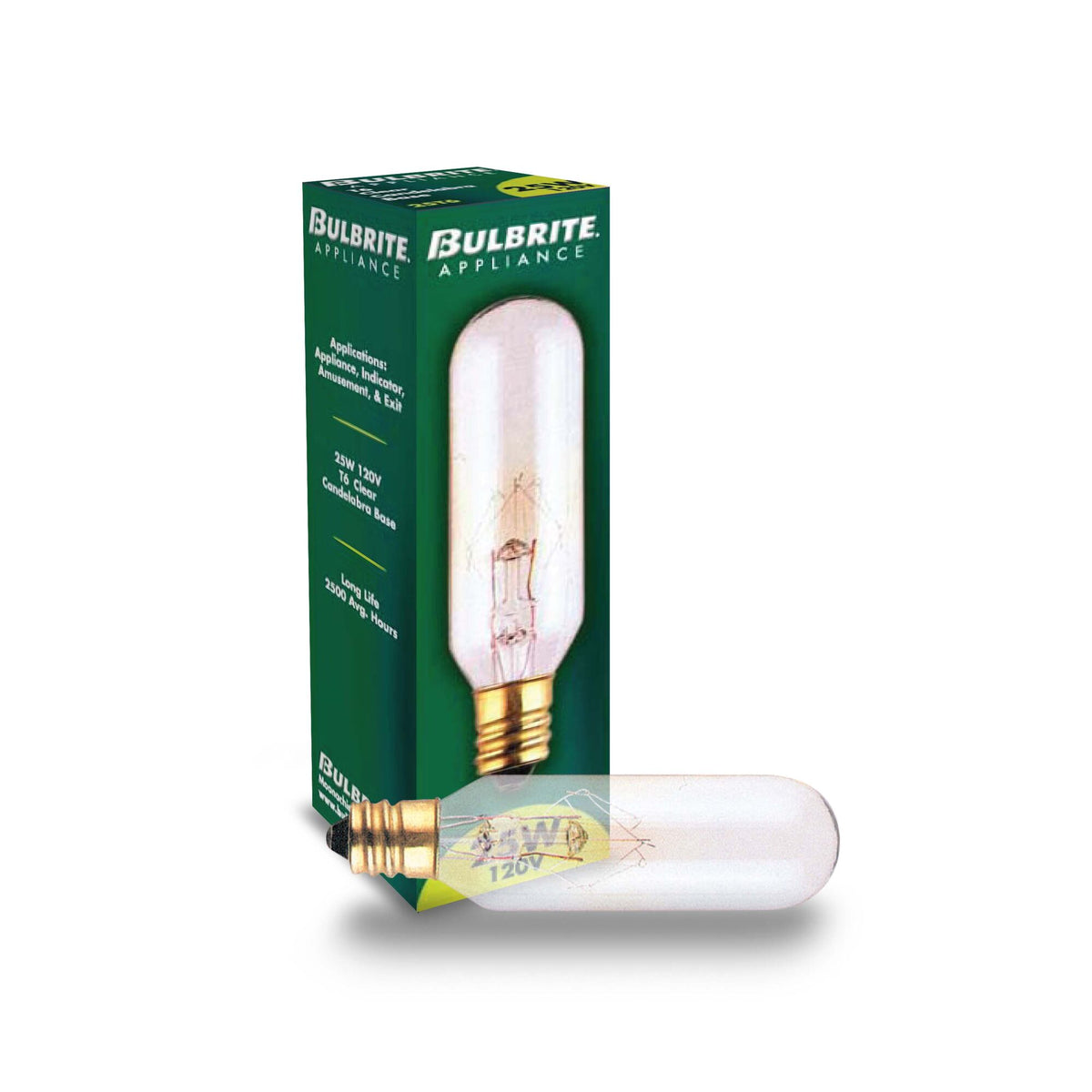 Bulbrite Incandescent T6 Candelabra Screw Base (E12) Light Bulb, 25W, Clear, 25-Pack