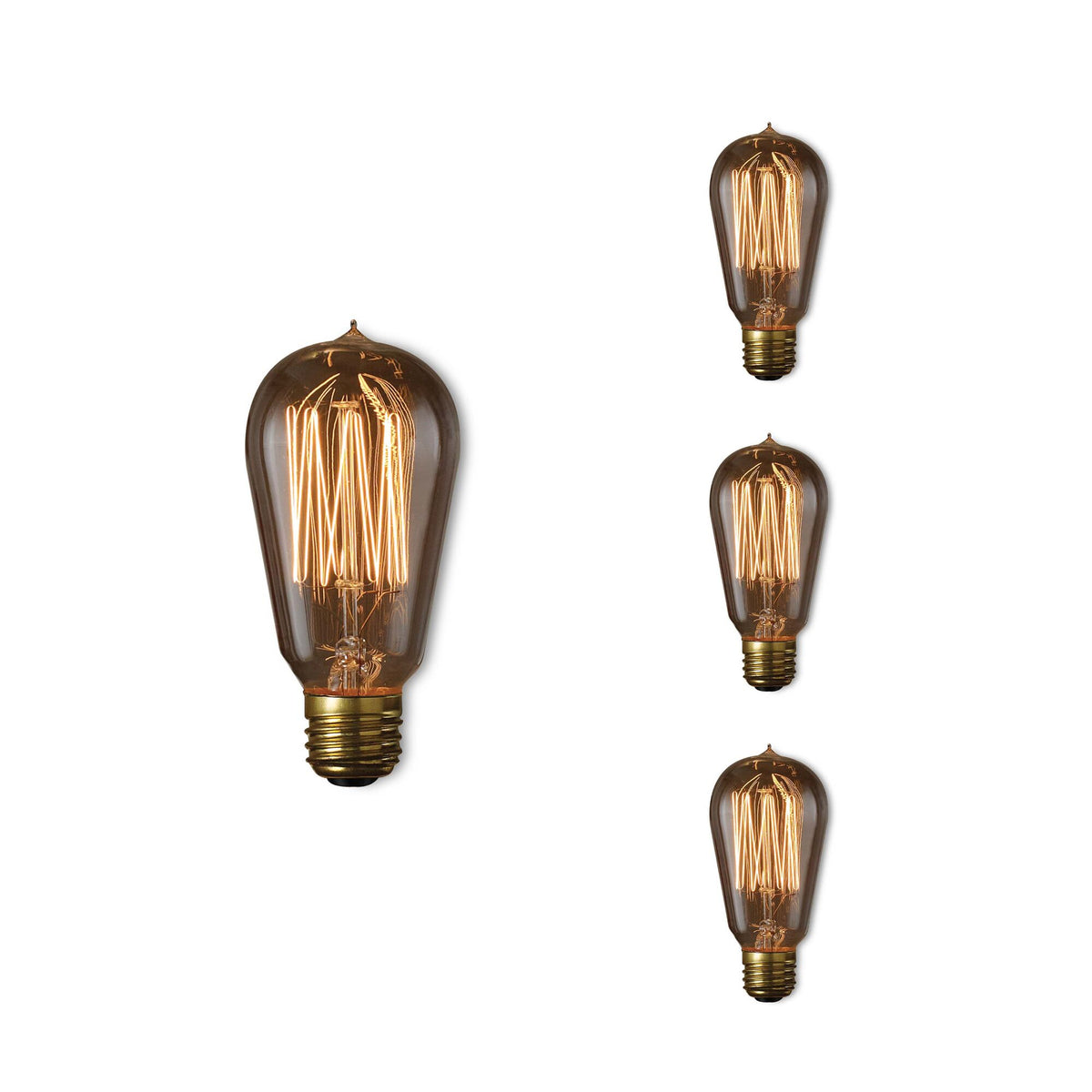 Bulbrite Pack of (4) 60 Watt Dimmable Antique ST18 Nostalgic Thread Incandescent Light Bulbs with Medium (E26) Base, 2200K Amber Light
