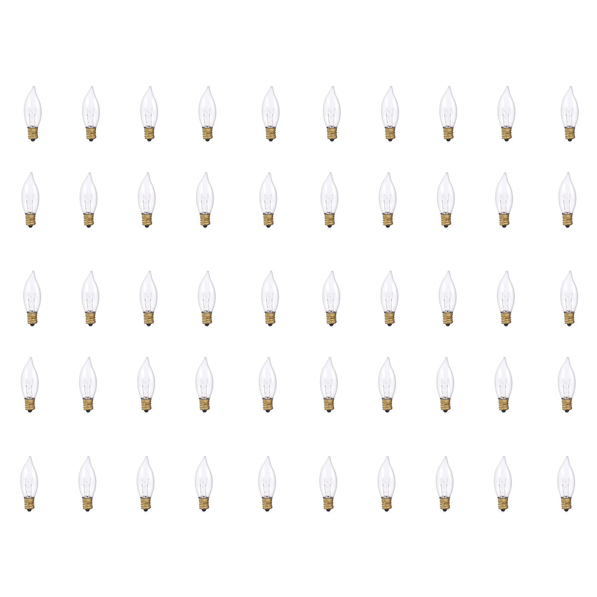 Bulbrite Incandescent CA8 Candelabra Screw Base (E12) Light Bulb, 15 Watt, Clear, Pack of 50