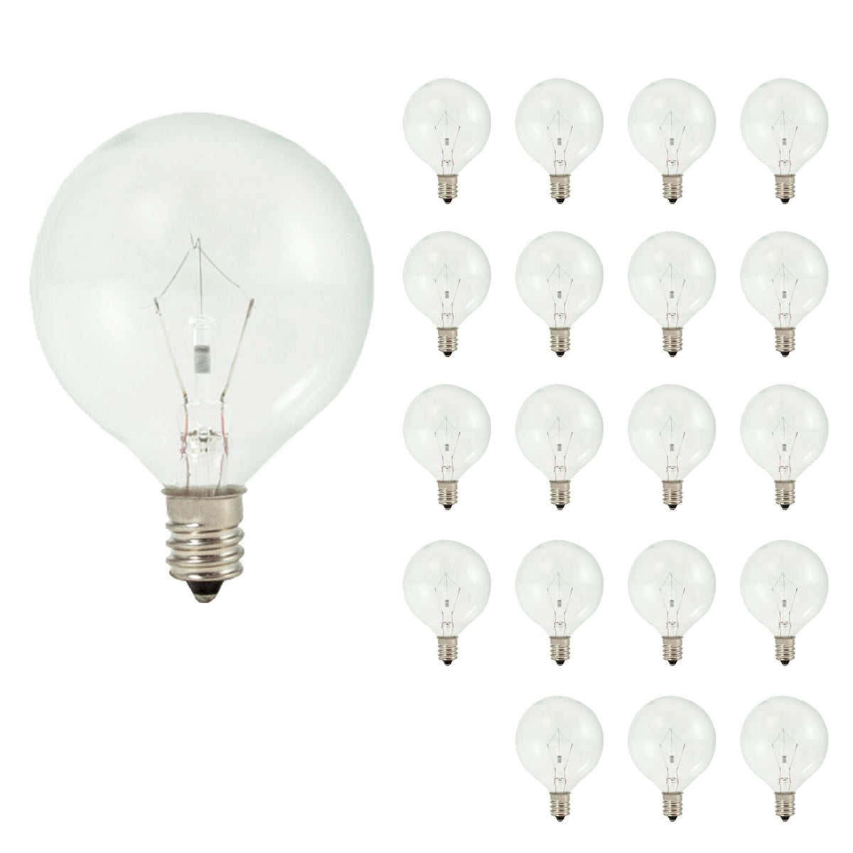 Bulbrite 861255 G16.5 Krystal Touch Krypton Bulb, Candelabra Screw Base (E12) Light Bulb, 25 Watt, Clear, Pack of 20