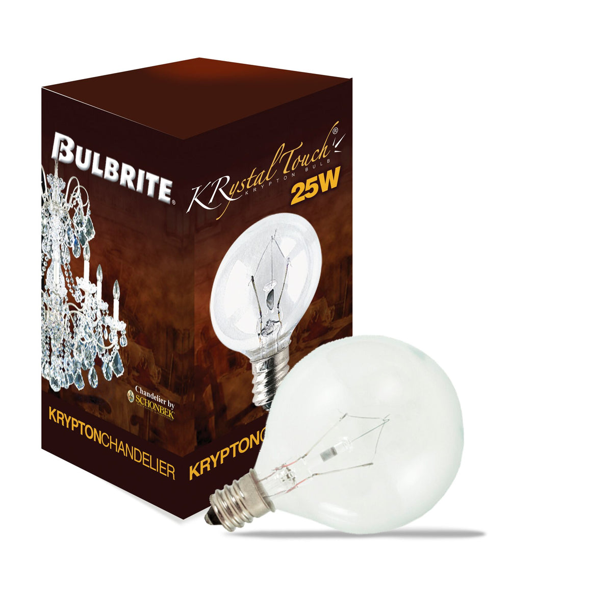 Bulbrite G16.5 Krystal Touch Krypton Bulb, Candelabra Screw Base (E12) Light Bulb, 25W, Clear, 20-Pack