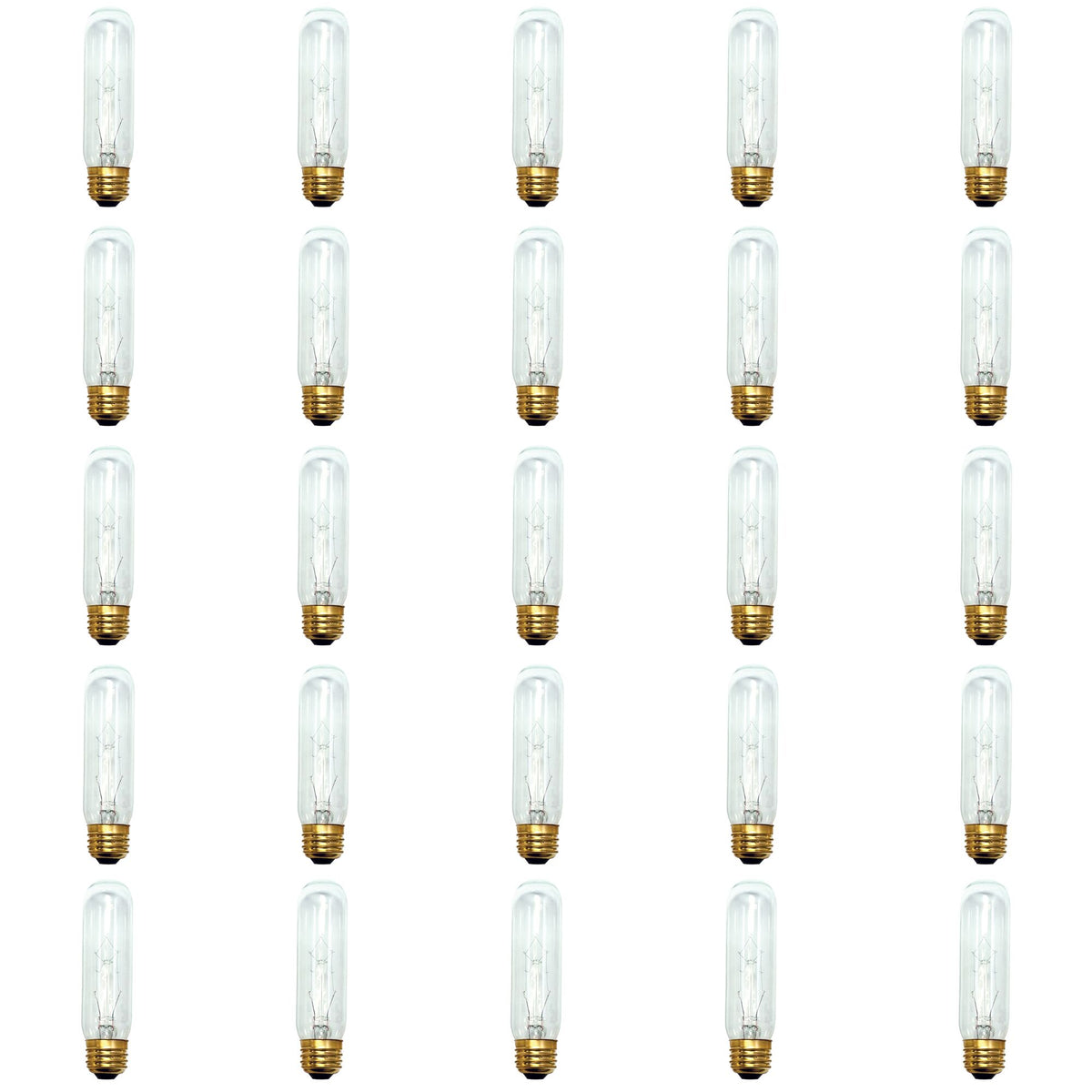 25W T10 TUBULAR CLEAR E26 130V-25PK