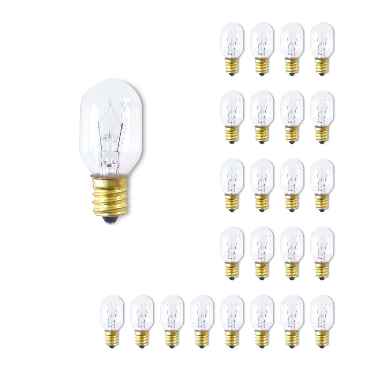 Bulbrite Incandescent T7 Candelabra Screw Base (E12) Light Bulb, 15 Watt, Clear, Pack of 25