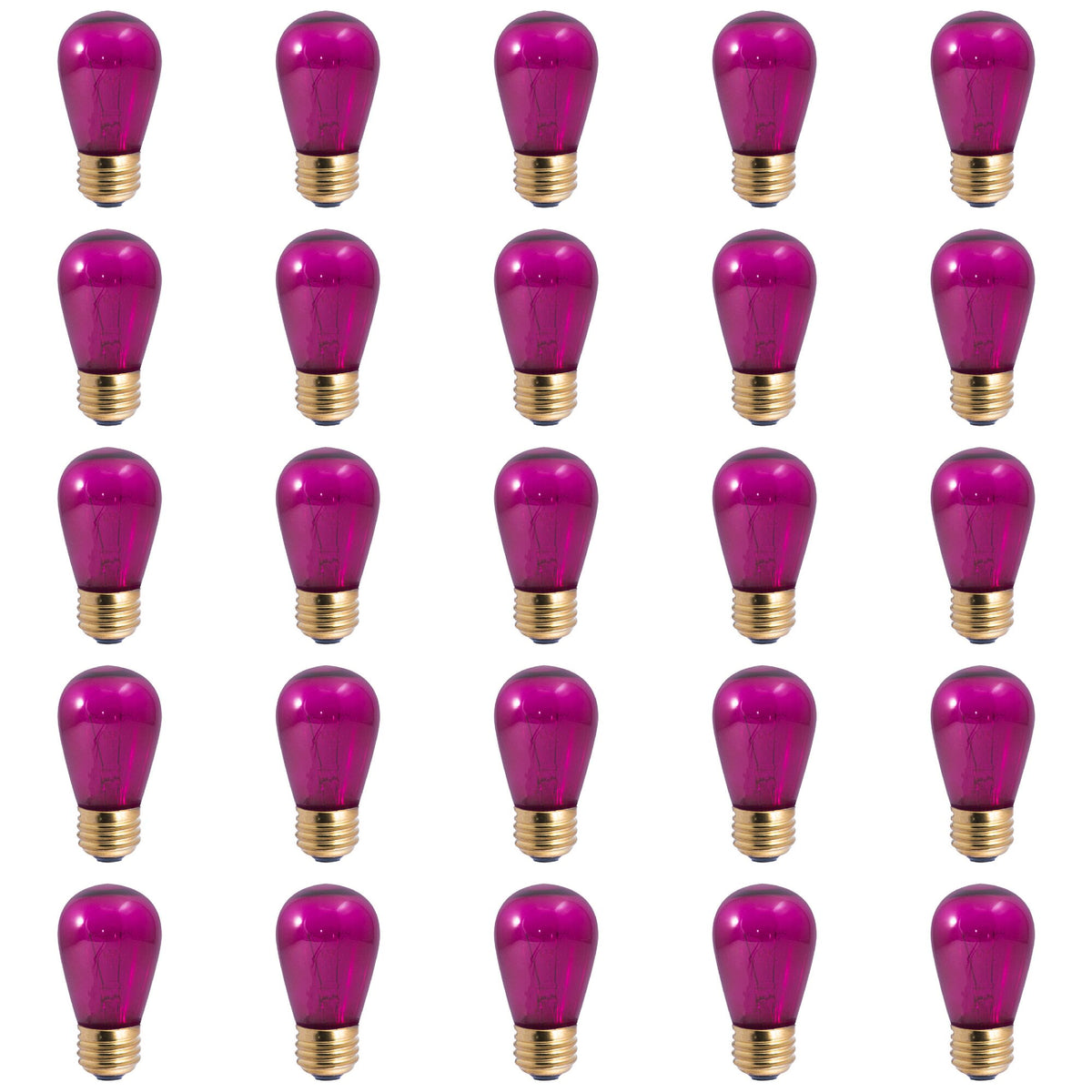 Bulbrite Pack of (25) 11 Watt Dimmable S14 Incandescent Light Bulbs with Medium (E26) Base, Transparent Pink