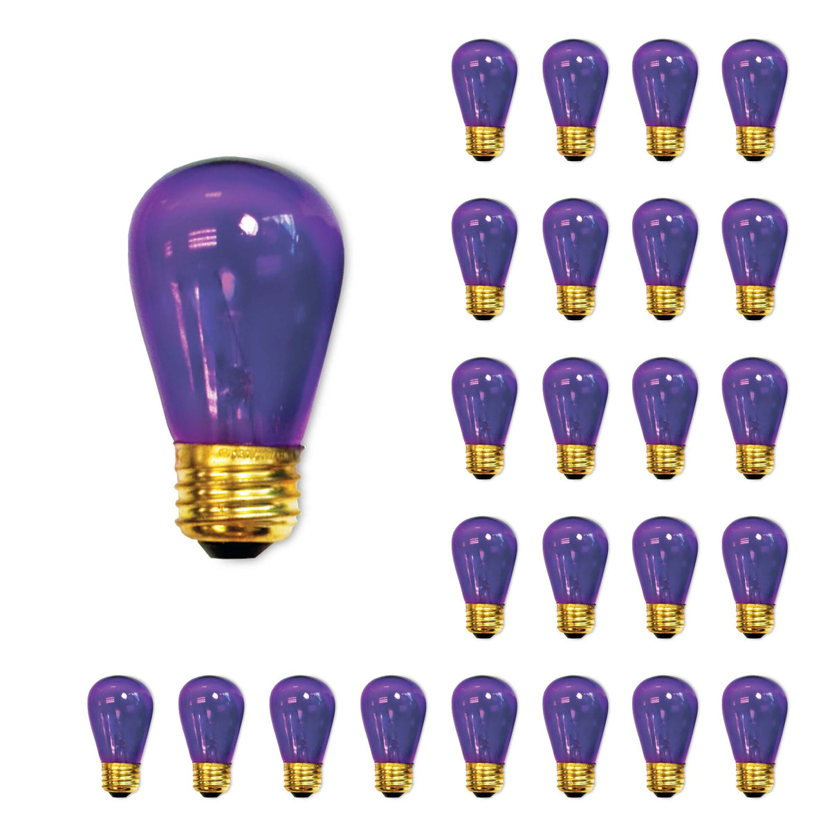 11W S14 SIGN TRANSPARENT PURPLE E26 130V-25PK