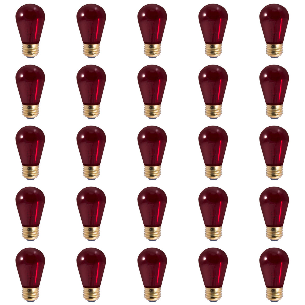 11W S14 SIGN TRANSPARENT RED E26 130V-25PK