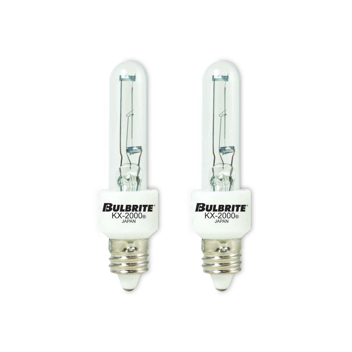 Bulbrite Pack of (2) 60 Watt Dimmable T3 Xenon Light Bulbs with E11 Mini-Candelabra Screw Base, Clear