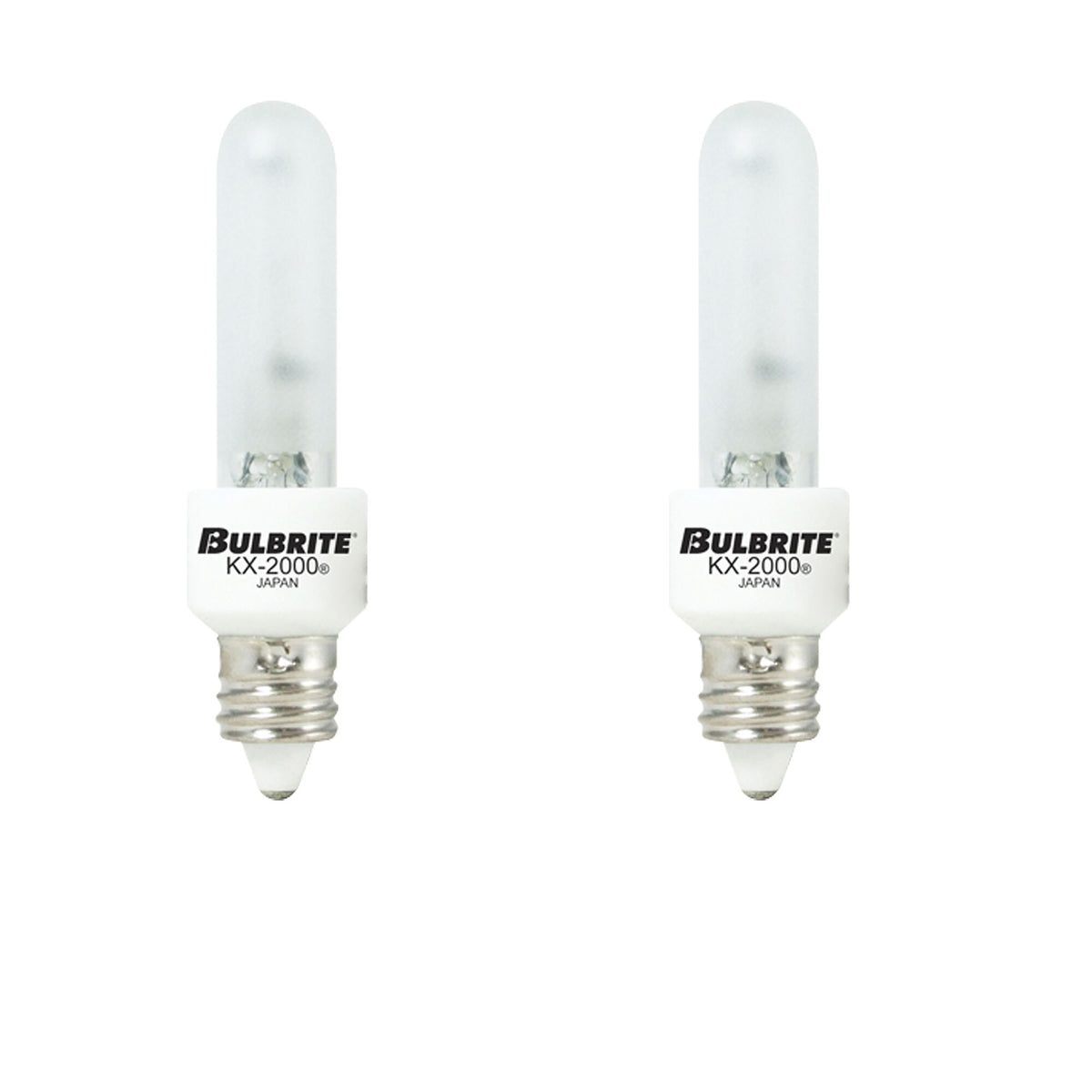 Bulbrite KX-2000 Pack of (2) 120-Volt T3 Light Bulbs with Frost Glass Finish and Mini-Candelabra (E11) Screw Base, 60 Watt, 2700K (Warm White Light)
