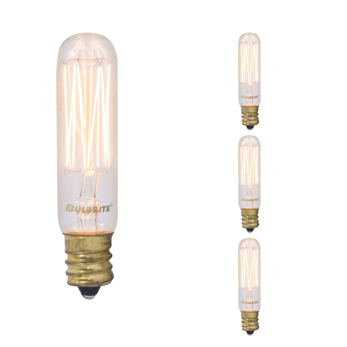 Bulbrite Pack of (4) 25 Watt Dimmable Antique Nostalgic Thread Filament T6 Candelabra (E12) Incandescent Bulb