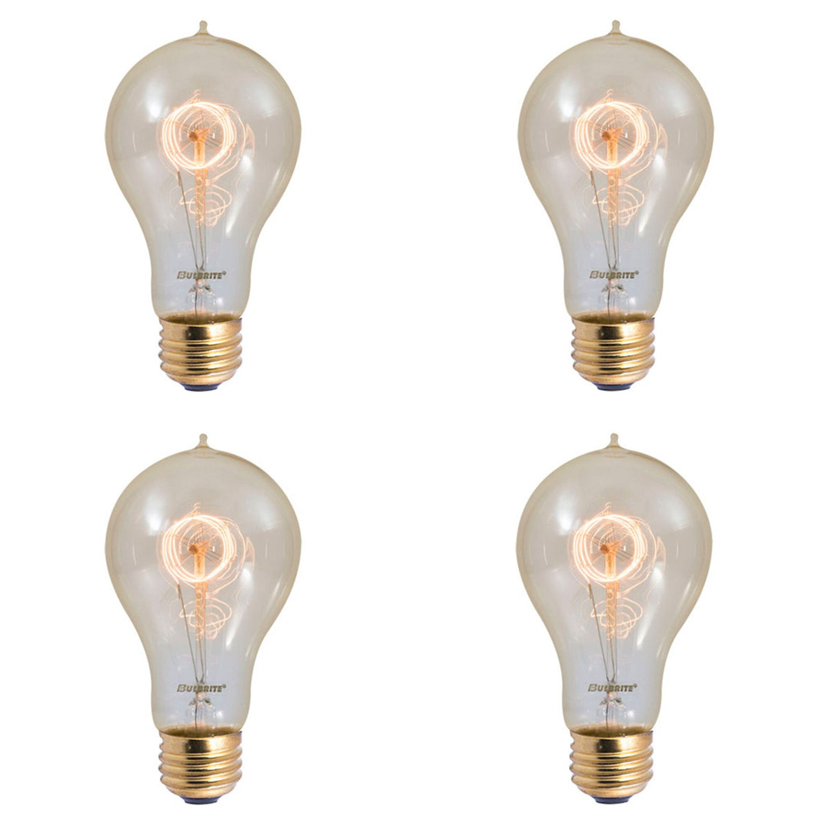 Bulbrite Incandescent A19 40 Watt Nostalgic Edison Quad Loop-style Light Bulb, Amber Glass, 4pk