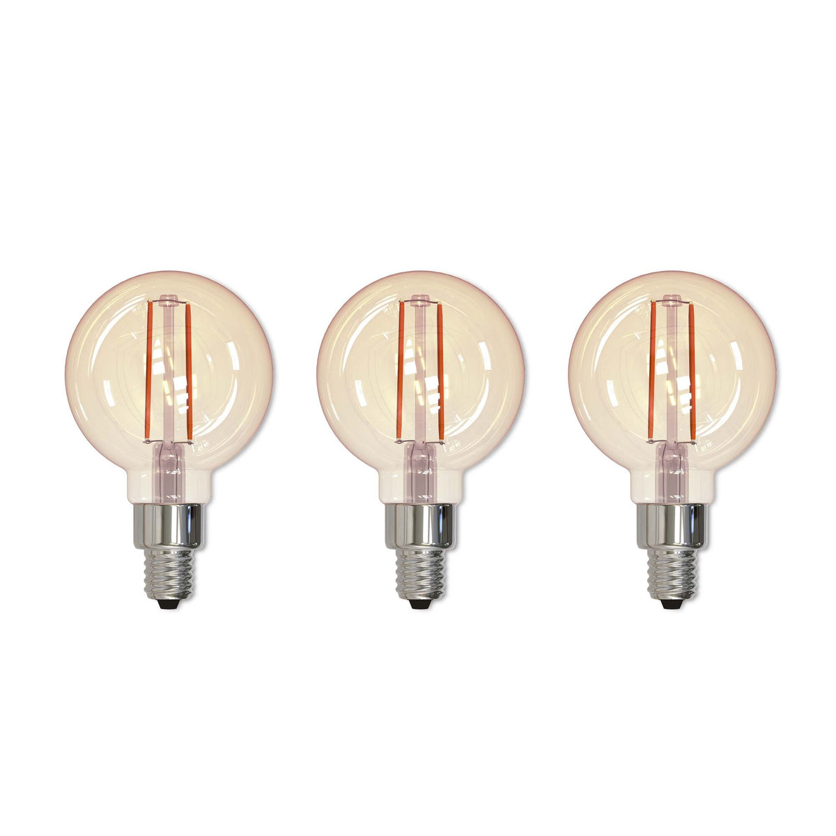 Bulbrite Pack of (3) LED Filament G16 Nostalgic Thread Edison Light Bulb, 25 Watt Equivalent, 2100K, Antique Glass Finish