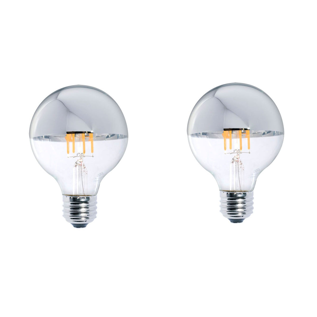 5W LED G25 2700K FILAMENT HALF MIRROR E26 FULLY COMPATIBLE DIMMING-2PK