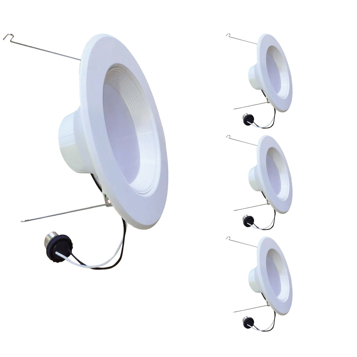 Bulbrite Pack of (4) 14 Watt Adjustable 5/6"Integrated LED Recessed Downlight with E26 Quick Connect Adaptor, 4000K Cool White Light, 1100 Lumens