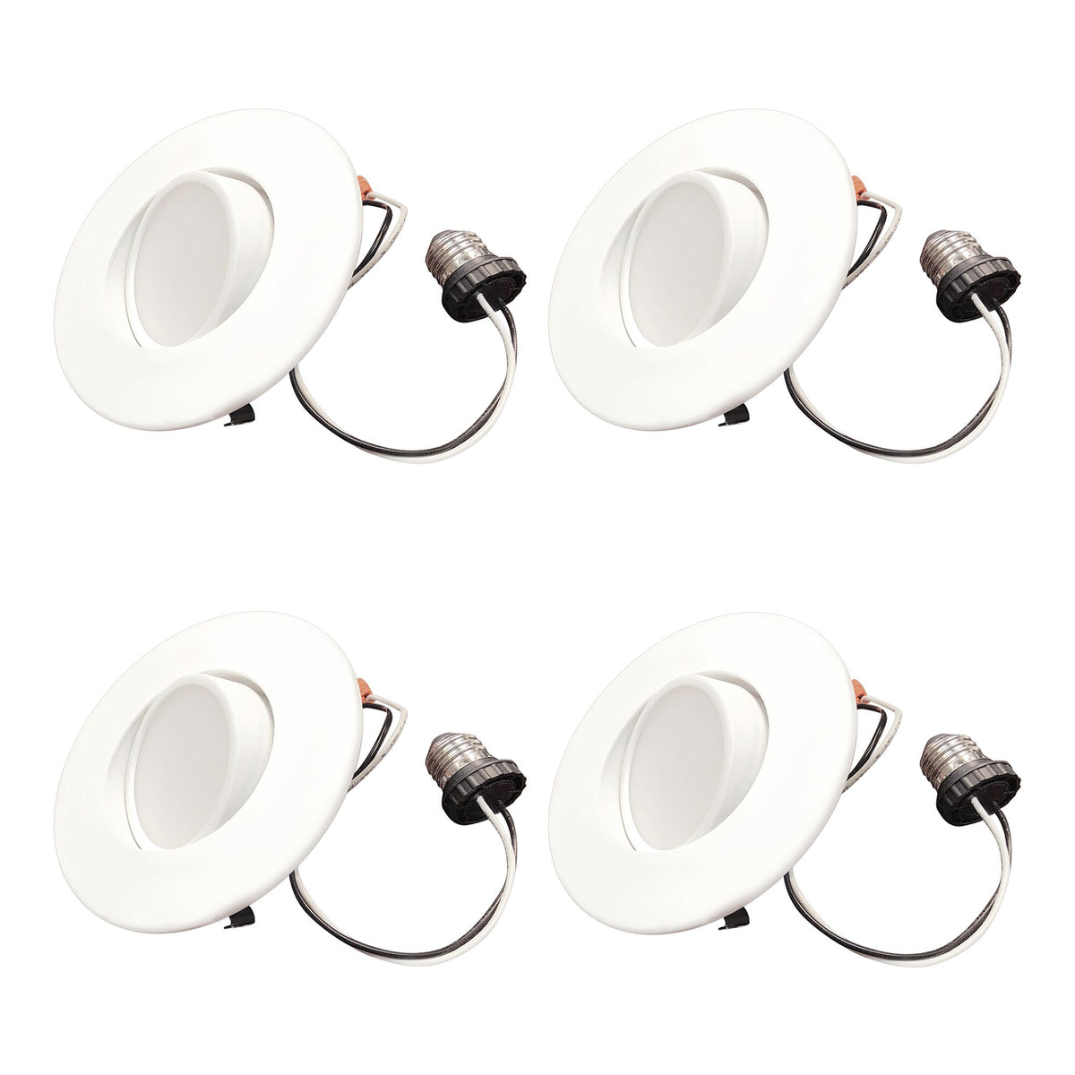 9W LED 4" DOWNLIGHT ADJUSTABLE RETROFIT W/GIMBAL 2700K WHITE ROUND DIMMABLE JA8 120V-4PK