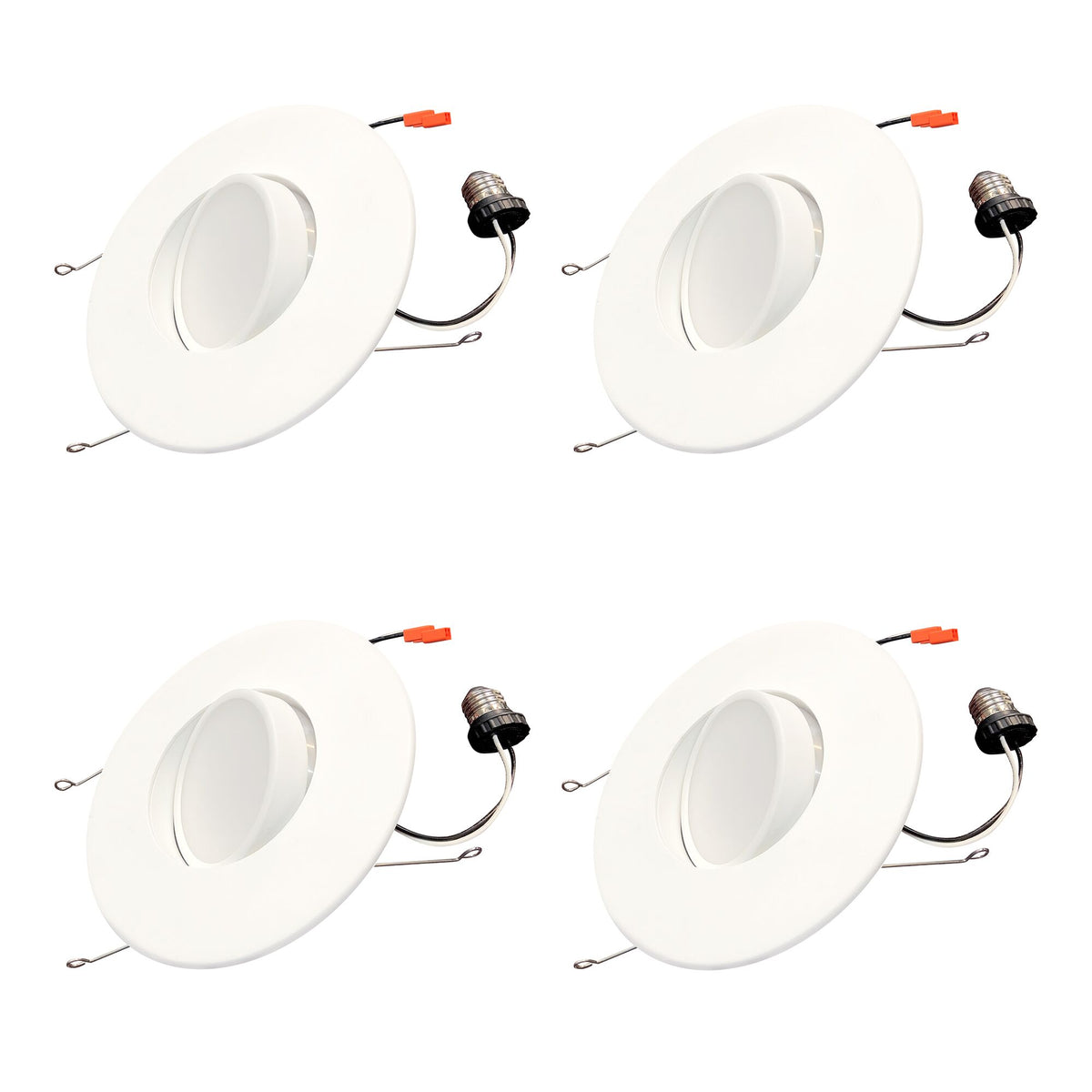 14W LED 5/6" DOWNLIGHT ADJUSTABLE RETROFIT W/GIMBAL 3000K WHITE ROUND DIMMABLE JA8 120V-4PK