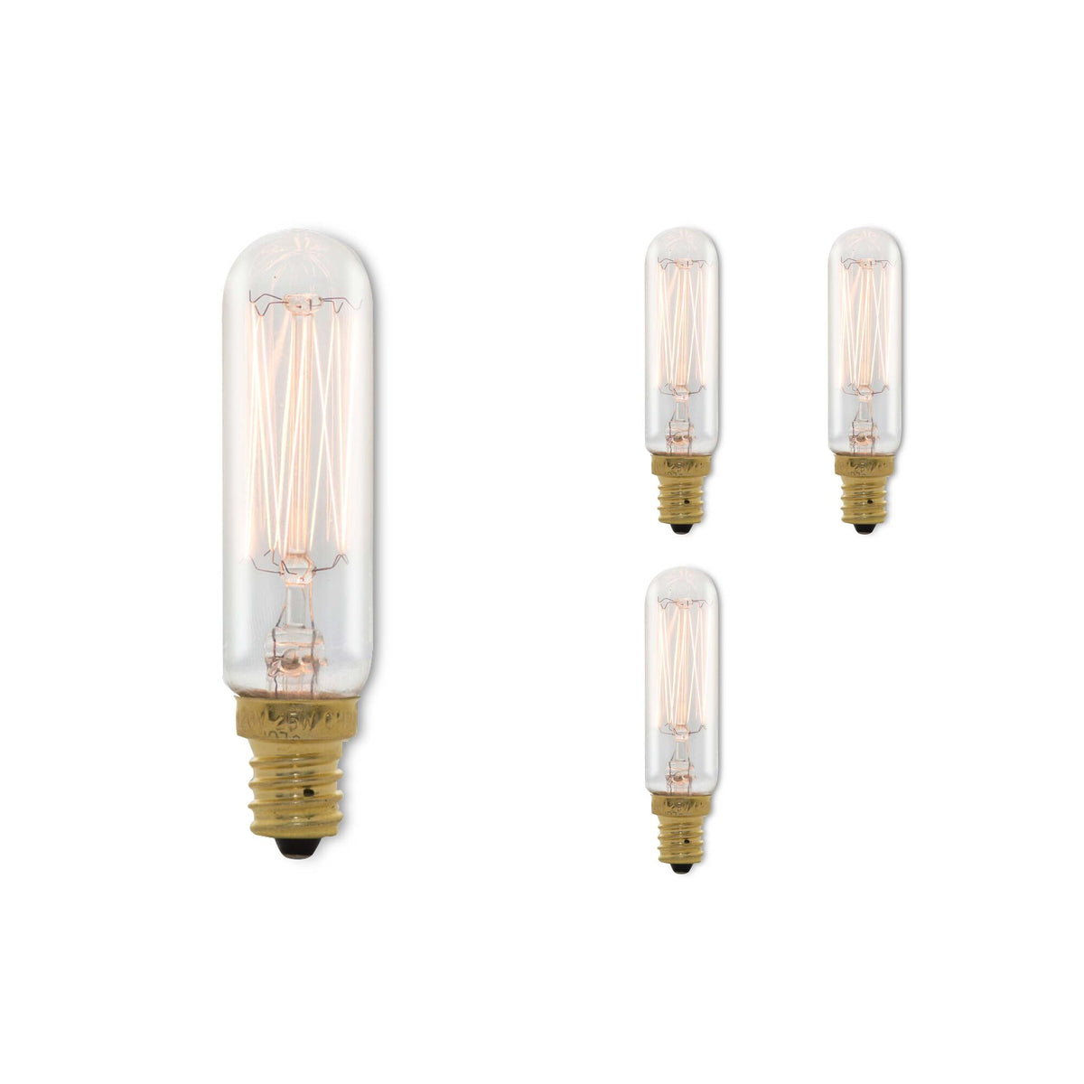 Bulbrite Pack of (4) 25 Watt Dimmable Clear Appliance, Amusement T6 Candelabra (E12) Incandescent Light Bulb
