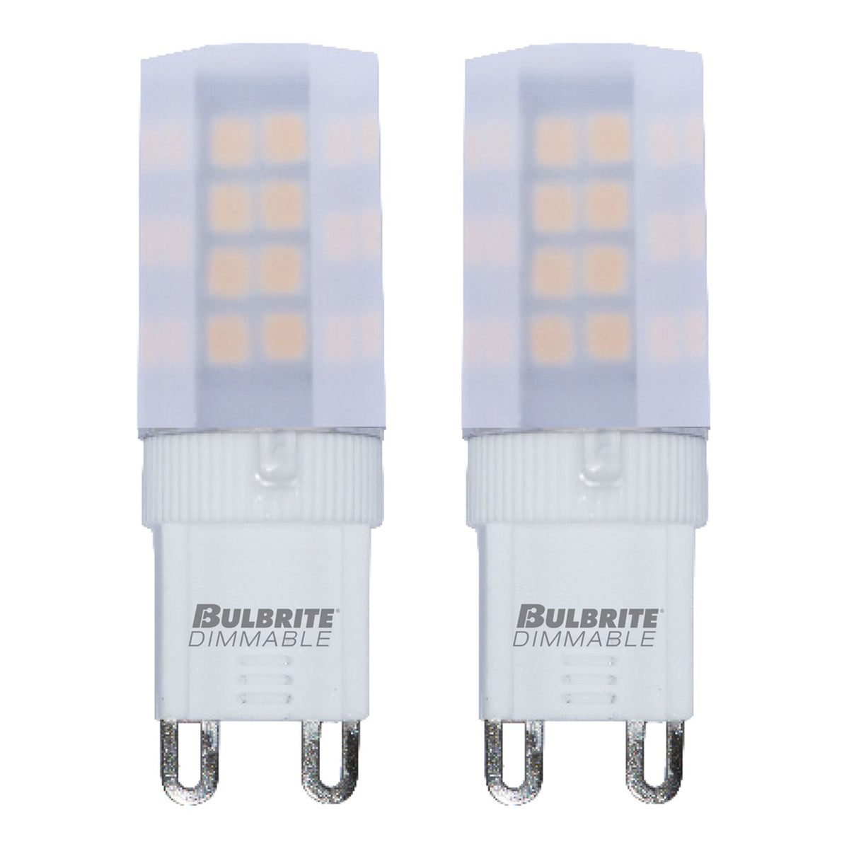 Bulbrite Pack of (2) 4.5 Watt Dimmable Frost Mini T4 Bi-Pin (G9) LED Bulb - 340 Lumens, 3000K, and 80 CRI