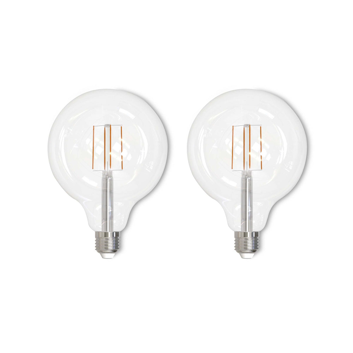 Bulbrite Pack of (2) 8.5 Watt Dimmable Clear Glass G40 LED Light Bulbs with Medium (E26) Screw Base 2700K (Warm White Light), 800 Lumens