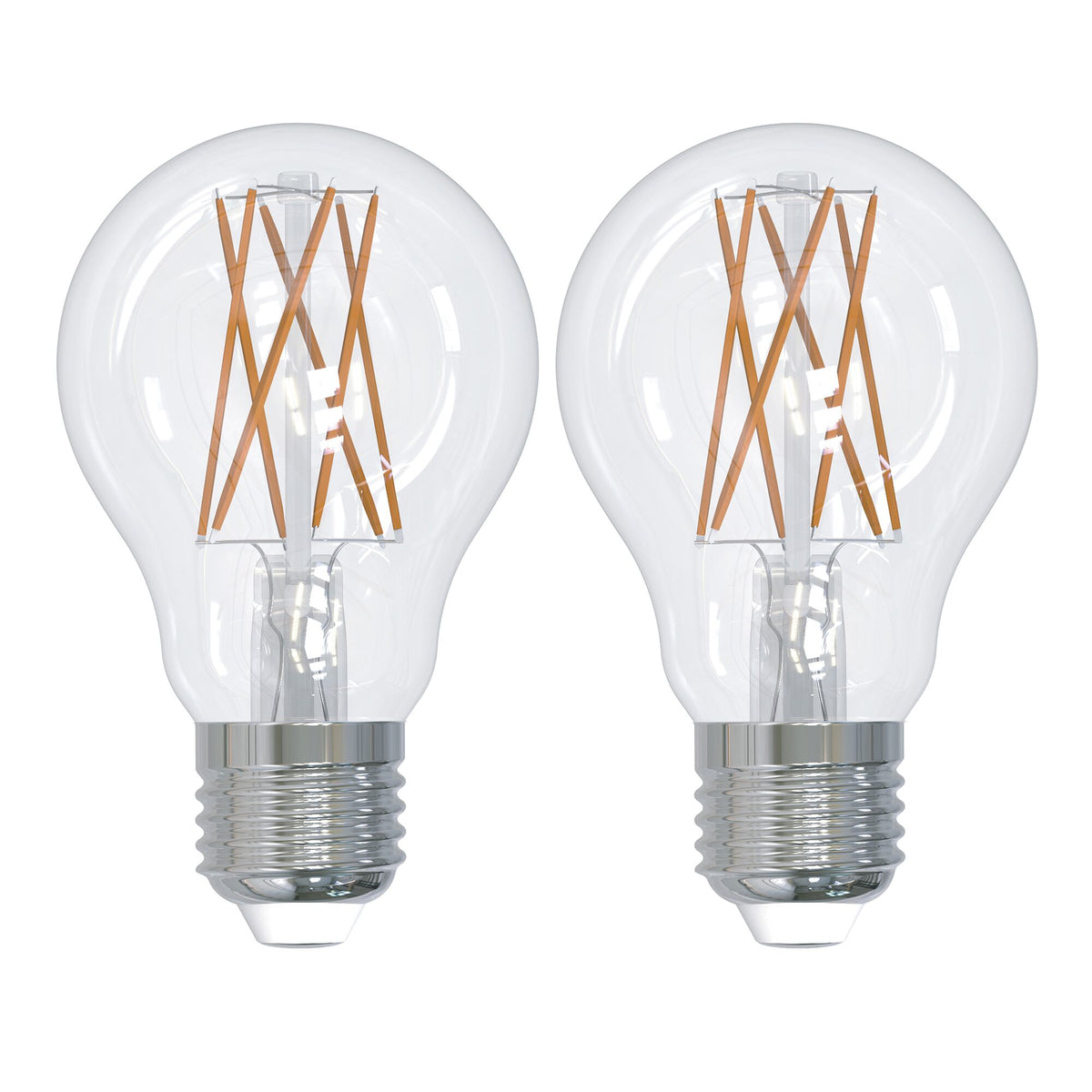 Bulbrite Pack of (2) 8.5 Watt Dimmable Clear Filament A19 Medium (E26) LED Bulb - 1100 Lumens, 2700K, and 80 CRI …
