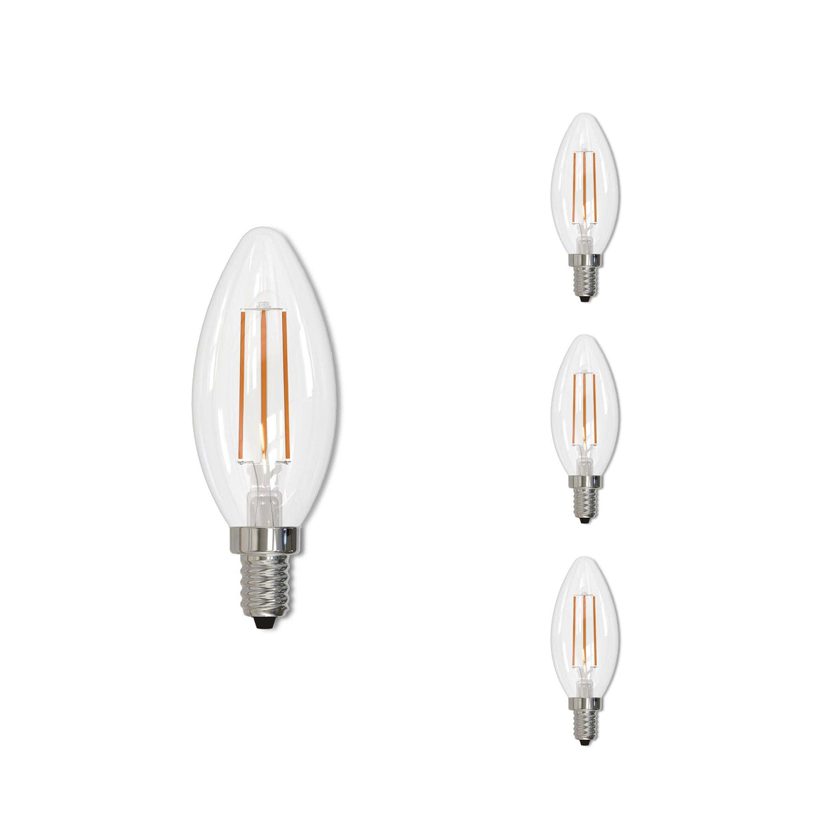 Bulbrite Pack of (4) 5 Watt Dimmable Clear Filament B11 Candelabra (E12) LED Bulb - 500 Lumens, 2700K, and 80 CRI