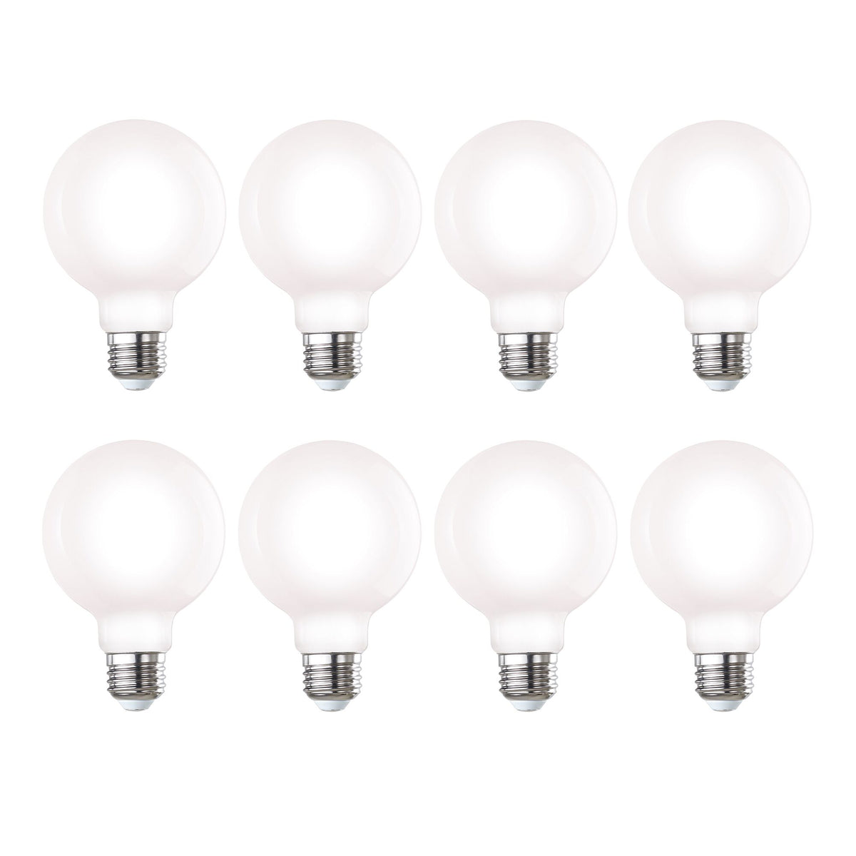 LED Filament 7.6 Watt Dimmable G25 Light Bulb with Milky Finish and Medium Screw 3000K E26 Base - 3000K (Soft White Light) 800 lumens