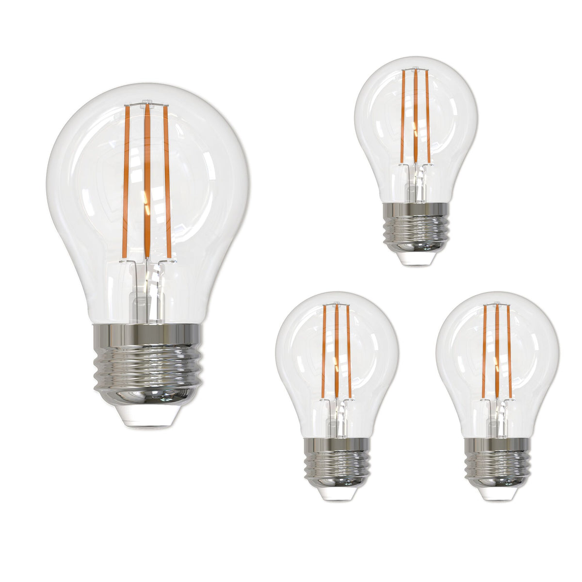Bulbrite LED Filament Pack of (4) 7 Watt Dimmable A15 Light Bulb with Clear Glass Finish and Medium (E26) Base - 3000K (Soft White Light), 800 Lumens