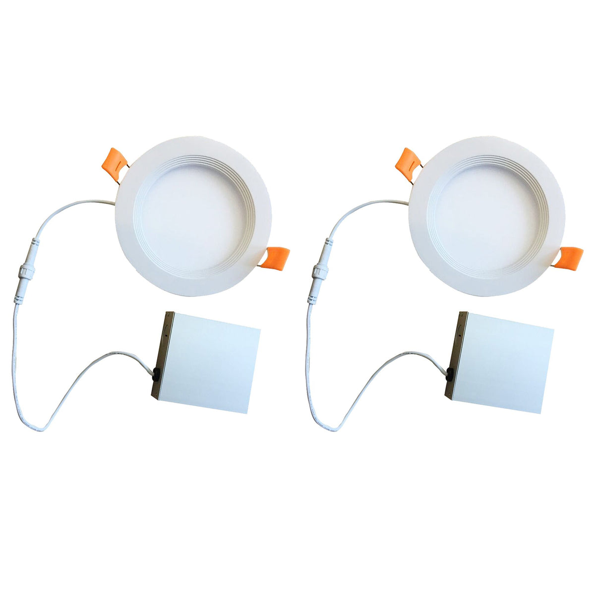 Bulbrite Pack of (2) LED 6" Round Recessed Downlight Fixture with Metal Jbox & Baffle, 70W Equivalent, 4000K/Cool White, White Finish