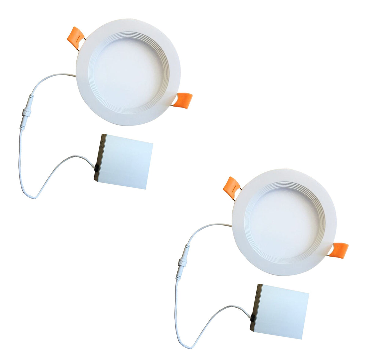 18W LED 8" RECESSED DOWNLIGHT W/ METAL JBOX & BAFFLE WHITE ROUND DIMMABLE 90CRI 2700K 120V-2PK