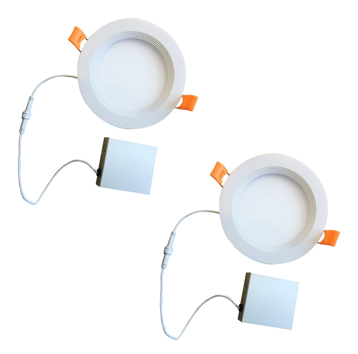 18W LED 8" RECESSED DOWNLIGHT W/ METAL JBOX & BAFFLE WHITE ROUND DIMMABLE 90CRI 3000K 120V-2PK