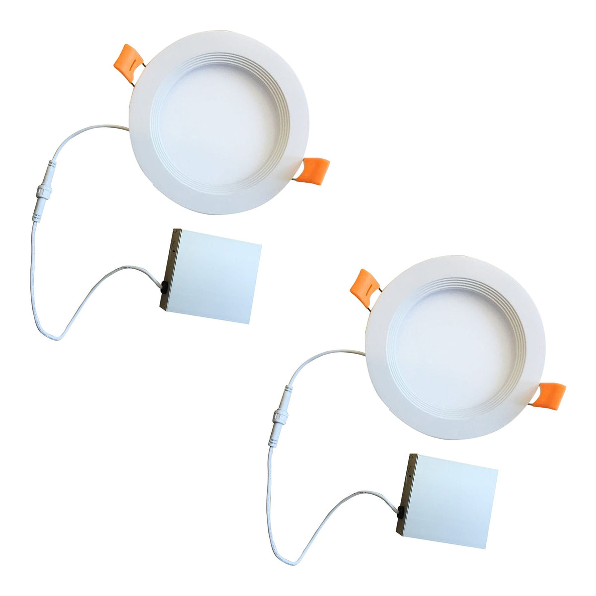18W LED 8" RECESSED DOWNLIGHT W/ METAL JBOX & BAFFLE WHITE ROUND DIMMABLE 90CRI 4000K 120V-2PK