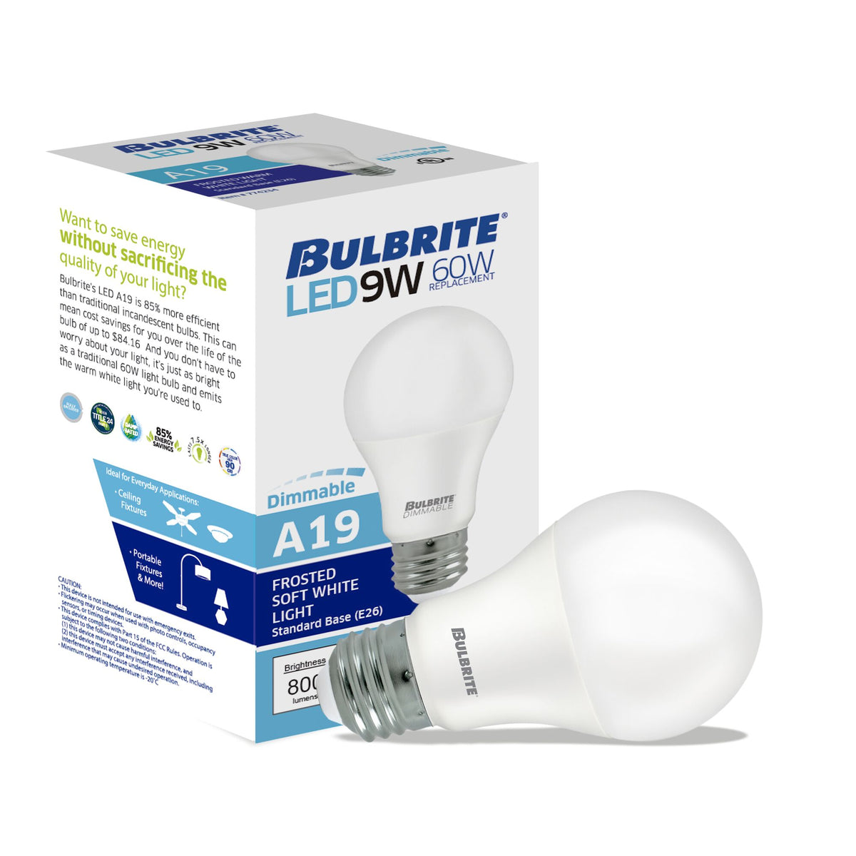 Bulbrite LED Filament 9W Dimmable A19 Light Bulb with Frost Glass Finish and E26 Medium Base – 3000K Soft White Light, 800 Lumens, 24-Pack
