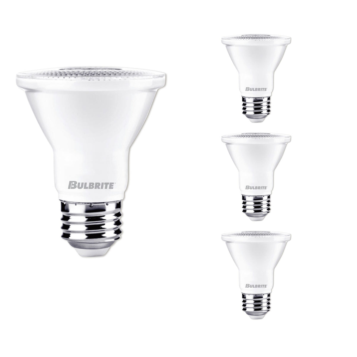 Bulbrite Pack of (4) 7 Watt Dimmable Flood PAR20 Medium (E26) LED Light Bulb - 4000K (Cool White Light), 500 Lumens