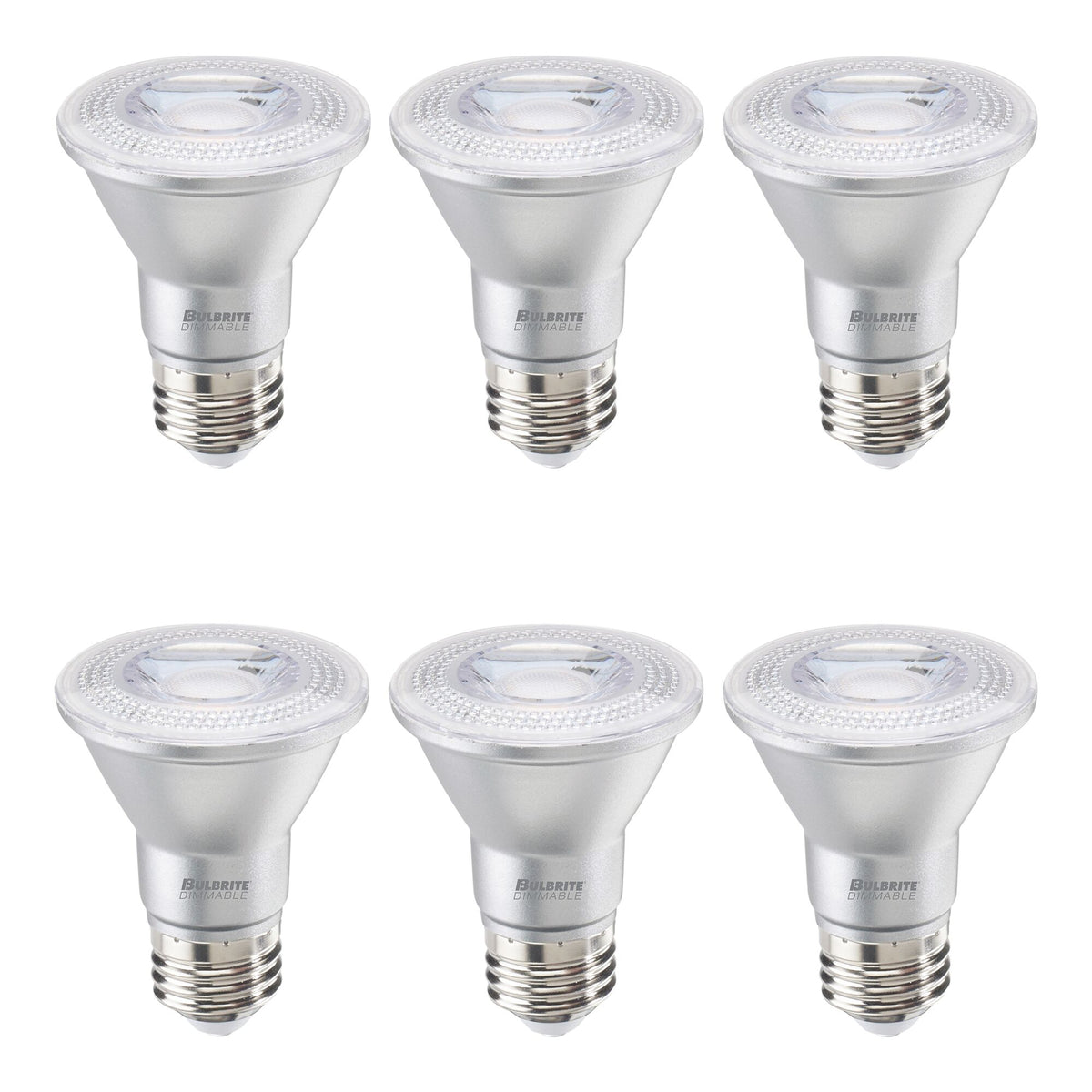 Bulbrite Pack of (6) 7 Watt Dimmable PAR20 Wet Rated Flood LED Light Bulbs with Medium (E26) Base Base, 3000K Soft White Light, 500 Lumens