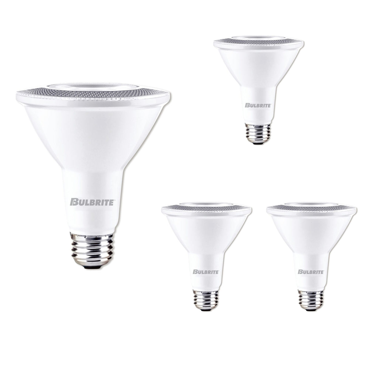 Bulbrite Pack of (4) 10 Watt Dimmable Flood PAR30 Long Neck Medium (E26) LED Light Bulb - 3000K (Soft White Light), 800 Lumens