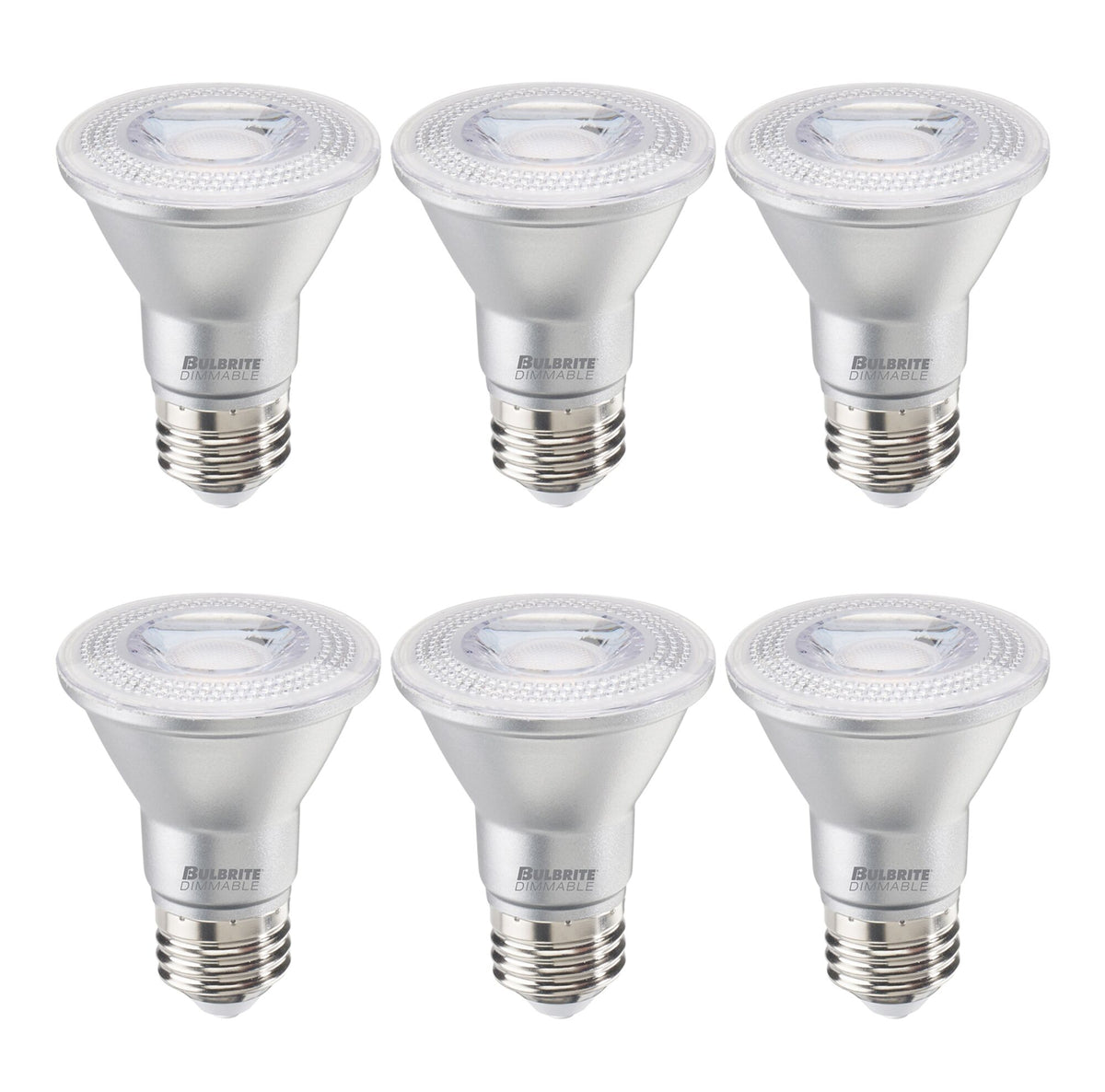 Bulbrite Pack of (6) 6.5 Watt Dimmable Narrow Flood PAR20 Medium (E26) LED Bulb - 488 Lumens, 2700K, and 90 CRI
