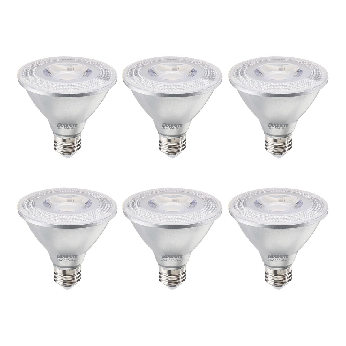 Bulbrite Pack of (6) 10 Watt Dimmable Flood PAR30SN Medium (E26) LED Bulb - 800 Lumens, 3000K, and 90 CRI