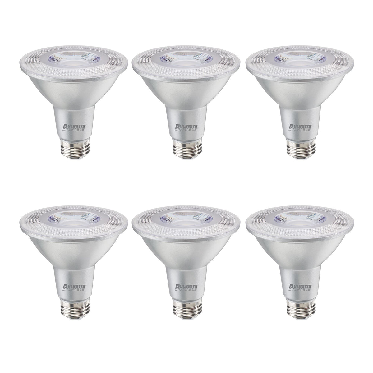 Bulbrite Pack of (6) 10 Watt Dimmable Flood PAR30LN Medium (E26) LED Bulb - 800 Lumens, 3000K, and 90 CRI