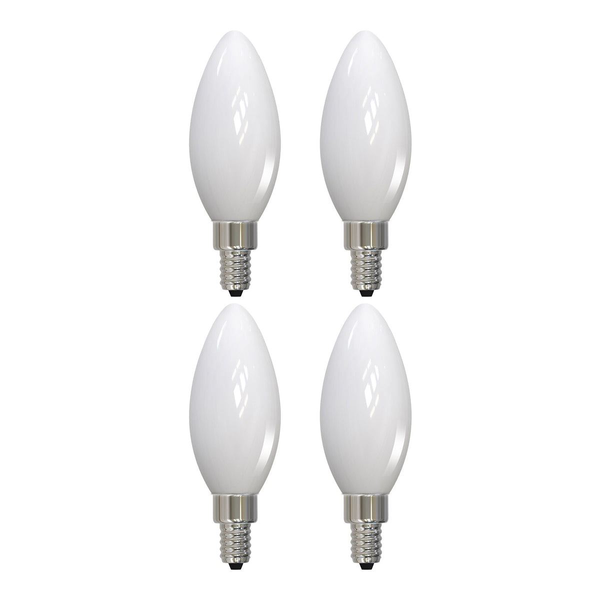 Bulbrite Pack of (4) 5 Watt Dimmable Milky Finish B11 Candelabra (E12) LED Bulb - 500 Lumens, 3000K, and 80 CRI