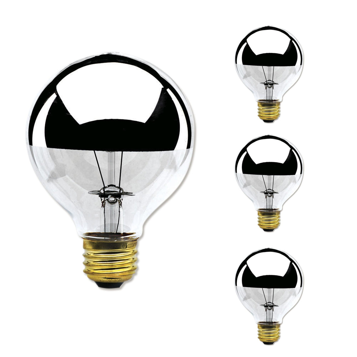 Bulbrite Pack of (6) 40 Watt Dimmable Half Chrome G25 Incandescent Light Bulbs with Medium (E26) Base, 2700K Warm White Light