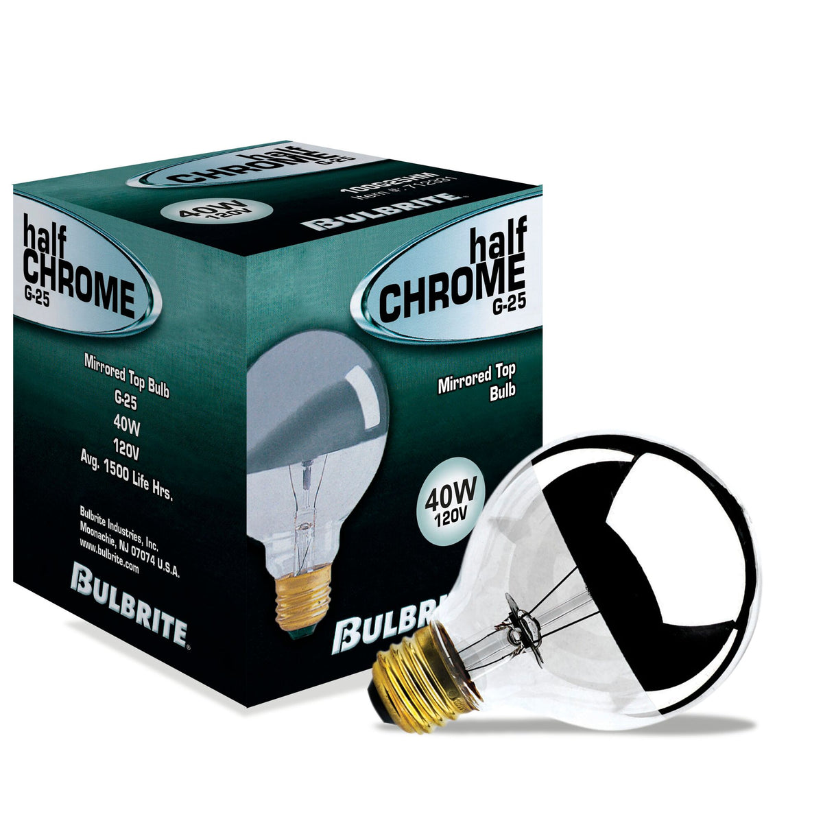 Bulbrite 40W Dimmable Half Chrome G25 Incandescent Light Bulbs with E26 Medium Base, 2700K Warm White Light, 6-Pack