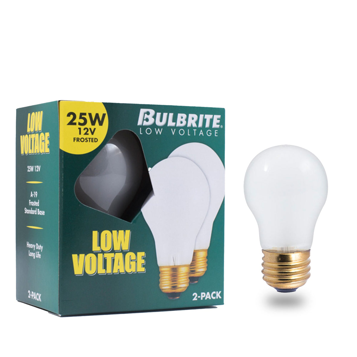 Bulbrite A19 Incandescent Light Bulb, 25W, 2700K, E26 Base, Frost Finish, Dimmable, 24-Pack
