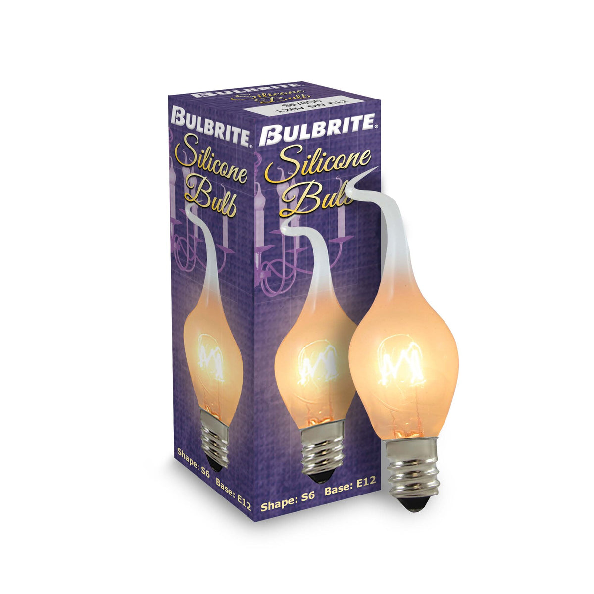 Bulbrite 6W Dimmable Silicone S6 E12 Candelabra BaseIncandescent Bulb, 2700K, 25-Pack