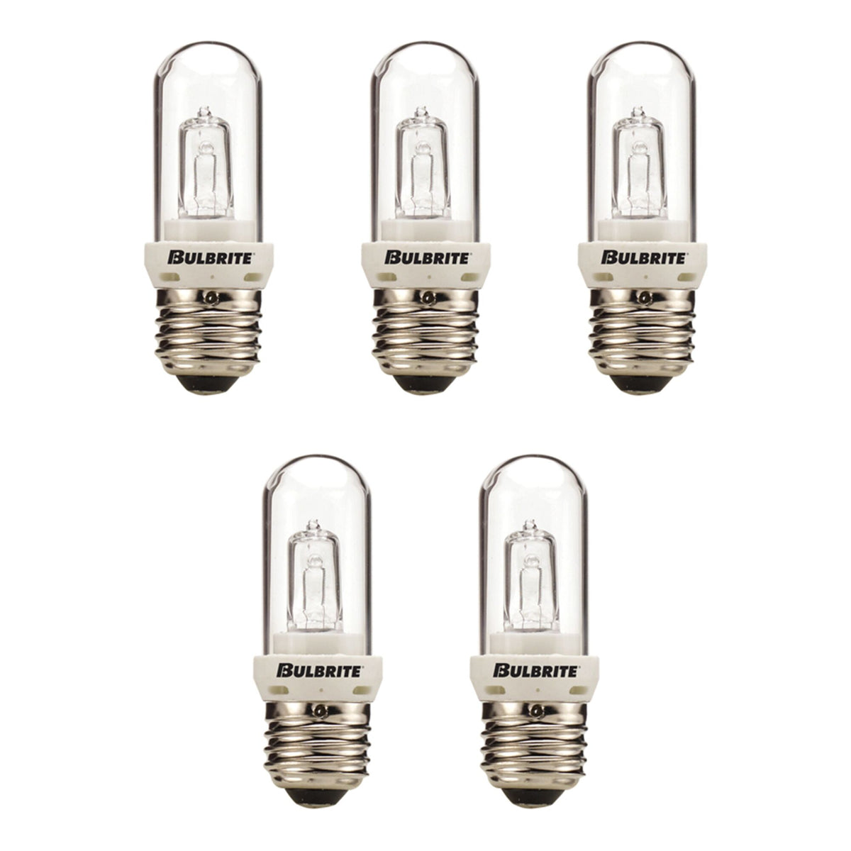 Bulbrite Halogen Pack of (5) 120-Volt Clear Double Envelope T8 Tubular Light Bulbs with Medium (E26)Screw Base, 100-Watt, 2900K (Soft White Light)