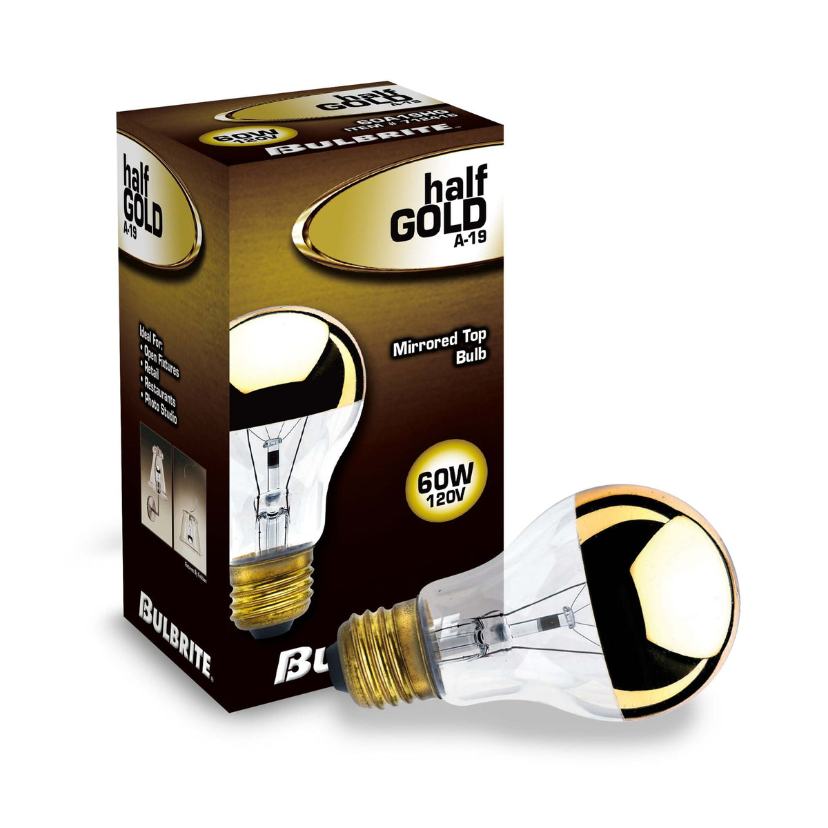 Bulbrite 60W Dimmable Half Chrome G25 Incandescent Light Bulbs with E26 Medium Base, 2700K Warm White Light, 6-Pack