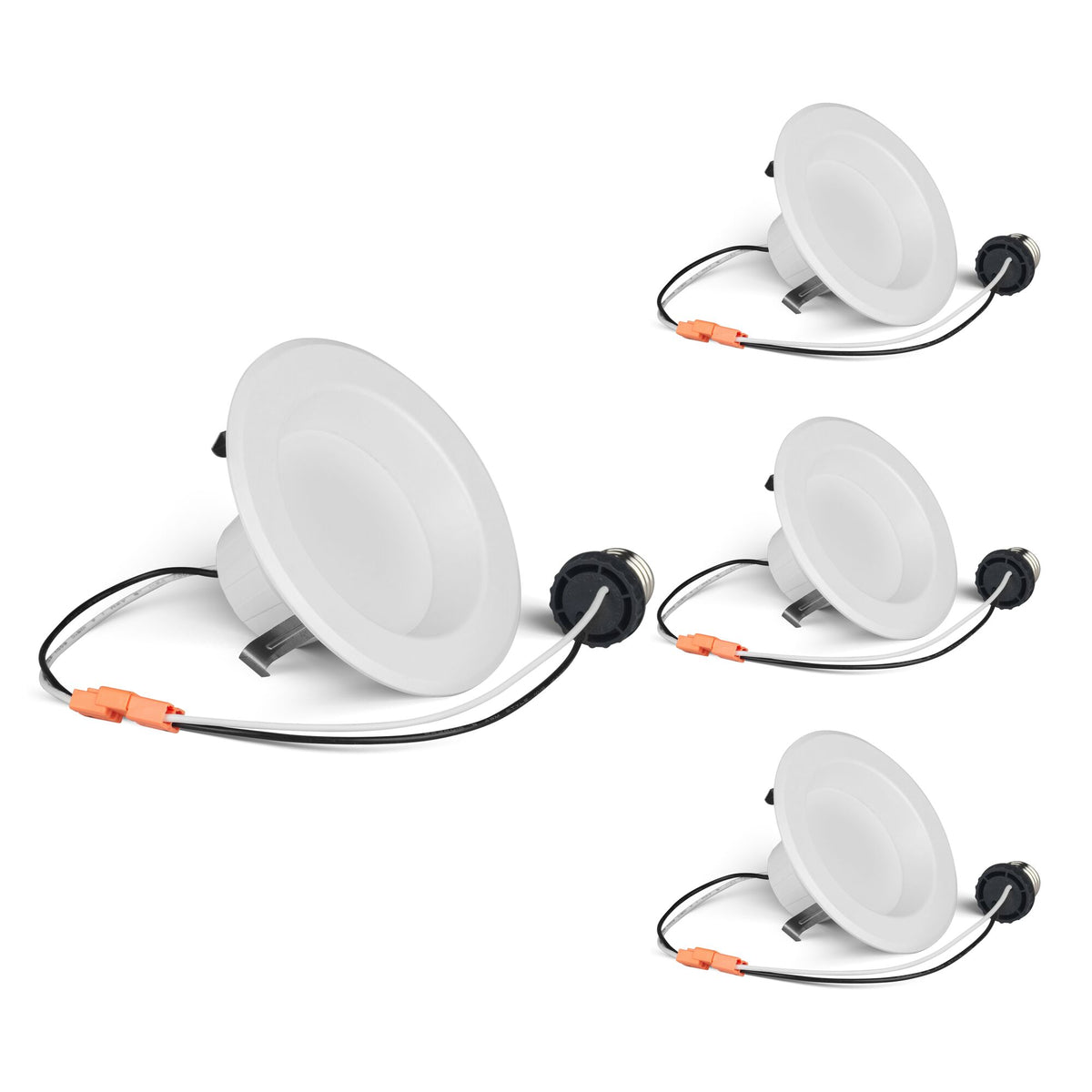 Bulbrite Pack of (4) 12 Watt 4" Integrated LED Recessed Downlight with E26 Quick Connect Adapter, 5CCT - 27/30/35/40/50K, 1100 Lumens